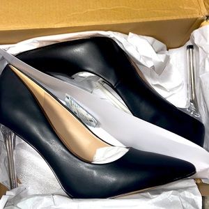 New black heels with clear heel